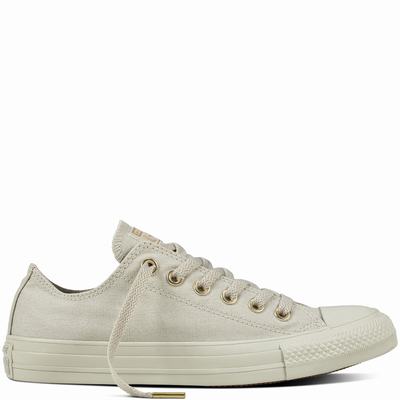 Converse Chuck Taylor All Star Mono Glam Low Tops Womens - Grey/Grey/Gold Shoes (731ERDLA)